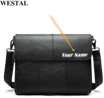 WESTAL Mens Messenger Bag Male Genuine Leather Fashion Shoulder Bags for Men Handbags Messenger Bag Men Leather Sacthels 8007