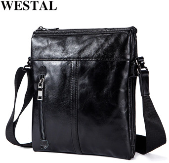 WESTAL Messenger Bag Men Genuine Leather thin shoulder bag for men leather fashion Small Flap male Crossbody Bags handbags 1023
