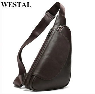 WESTAL shoulder bag for men genuine leather men's sling bag for men messenger bag men's shoulder bag chest bag for men 696