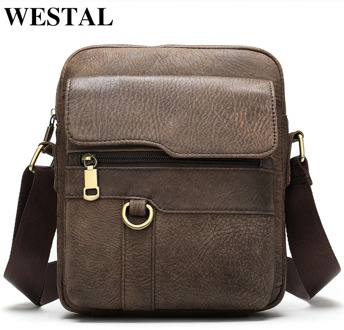 WESTAL shoulder bags for men leather bag male/men's bag genuine leather mini messenger/crossbody bags small flap sac homme 8980