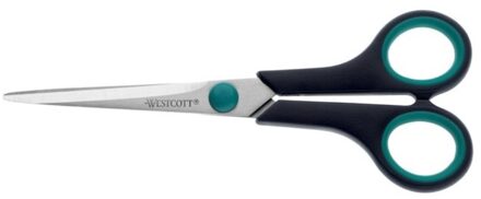 Westcott kantoorschaar Easy Grip 18 cm RVS zwart/blauw