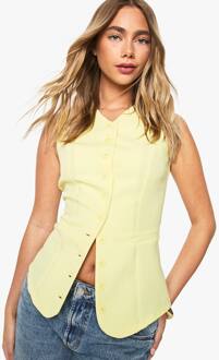 Weste Met Hoge Kraag En Knoopjes, Lemon - 36