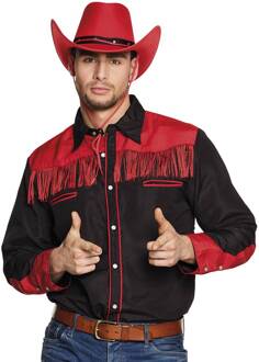 Western blouse heren Rood - Zalm, Zwart