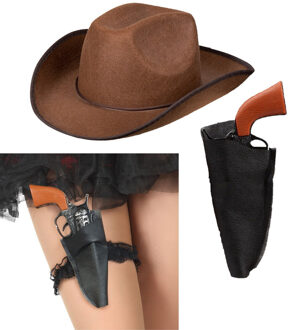 Western cowboy / cowgirl verkleed set - hoed en beenholster - wilde westen - dames