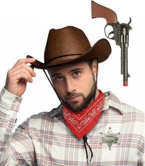 Western cowboy verkleed set - 4-delig - sherriff - wilde westen - volwassenen