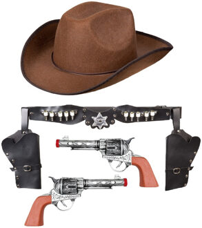 Western cowboy verkleed set - 4-delig - sherriff - wilde westen - volwassenen
