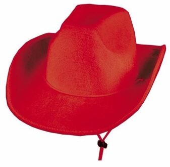 Western hoed rood van vilt - Verkleedhoofddeksels