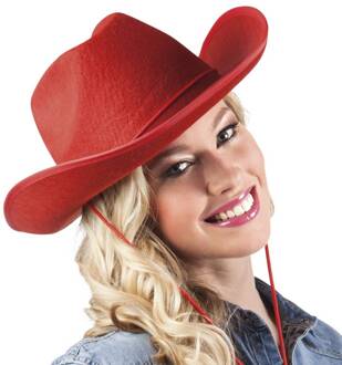 Western hoed rood van vilt