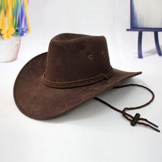 Westerse Cowboy Hoed Mannen Rijden Cap Mode Accessoire Brede Rand Kreukelzone Krimpen Western Cowboy Hoed Effen koffie