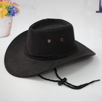 Westerse Cowboy Hoed Mannen Rijden Cap Mode Accessoire Brede Rand Kreukelzone Krimpen Western Cowboy Hoed Effen zwart