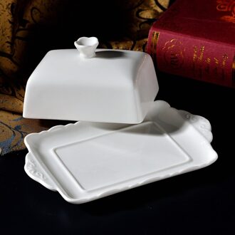 Westerse Retro Voedsel Plaat Witte Keramische Boter Plaat (Met Deksel) Europese Voedsel Plaat