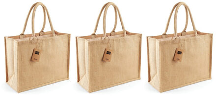 Westford Mill 3x stuks jute boodschappentassen/shoppers naturel 42 x 33 x 19 cm - Naturel goodiebag 21 liter