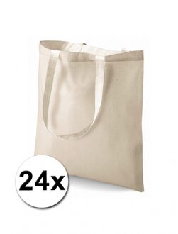 Westford Mill Draagtasje met hengsels - 24x - naturel - 42 x 38 cm - katoen - 10 liter - boodschappen - gymtas