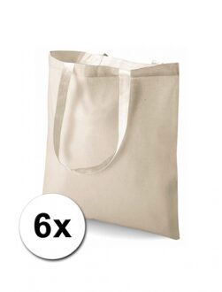 Westford Mill Draagtasje met hengsels - 6x - naturel - 42 x 38 cm - katoen - 10 liter - boodschappen - gymtas