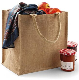 Westford Mill Jute boodschappentas - 14 liter - naturel - shopper - klein - 30 x 30 x 16 cm Bruin
