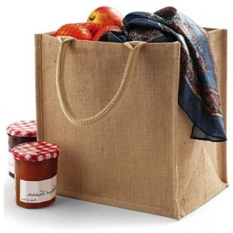 Westford Mill Jute boodschappentas/shopper - 1x - klein - 30 x 30 x 19 cm