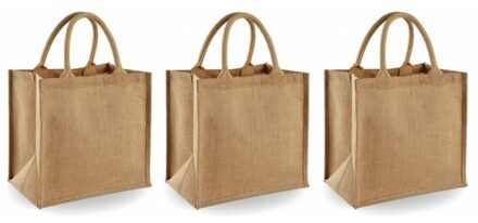 Westford Mill Jute boodschappentas/shopper - 3x - klein - 30 x 30 x 19 cm