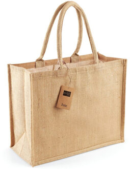 Westford Mill Jute boodschappentas/shopper - naturel - 42 x 33 x 19 cm - Naturel goodiebag - 21 liter Beige