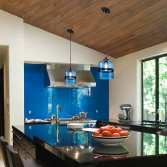 Westinghouse hanglamp Soren, cilinder, saffier saffierblauw, matzwart