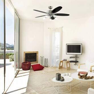 Westinghouse Plafondventilator met verlichting Arius van Westinghouse, afstandsbediening chroom, zwart, wit