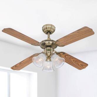 Westinghouse Princess Trio ventilator m. licht klassiek messing, eik, mahagoni, opaal