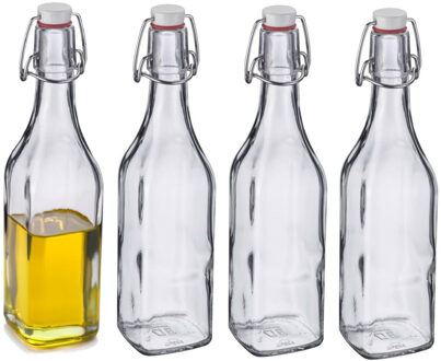 Westmark Beugelfles / Weckfles - 12x - transparant glas - luchtdicht - 0.5 liter - waterfles - vierk