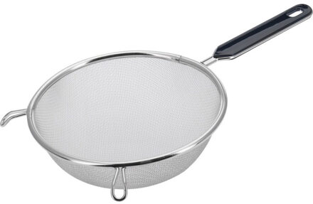 Westmark Keuken vergiet met handvat - zwart/zilver - rvs - 33 x D18 cm