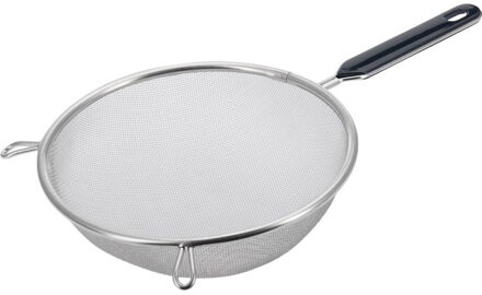 Westmark Keuken vergiet met handvat - zwart/zilver - rvs - 35 x D20 cm