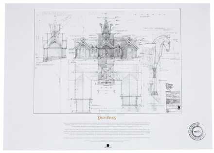 Weta Workshop Lord of the Rings Blueprint Art Print The Stable of Edoras 59 x 42 cm