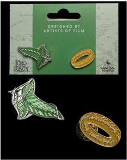 Weta Workshop Lord of the Rings Collectors Pins 2-Pack Elfen Leaf & One Ring