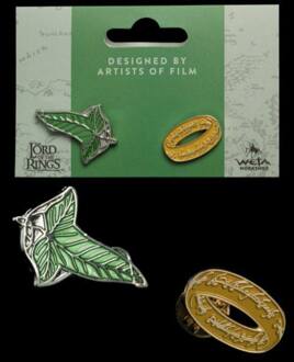 Weta Workshop Lord of the Rings Collectors Pins 2-Pack Elfen Leaf & One Ring
