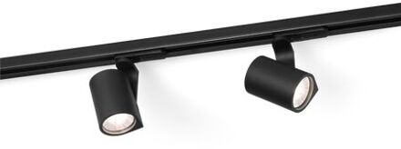 Wever & Ducré Wever Ducre 1 phase Rails 200 cm met 2 Sqube on Track 1.0 LED Spot - 2700K - Zwart