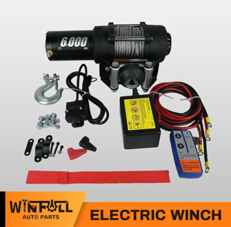 WFHEATER ATV/UTV 6000lbs Electric Winch Wire Rope 12V/24V DC Winch Remote Control Winch Set Oversea