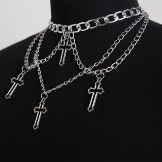 Wgoud Gothic Cross Hanger Choker Ketting Kettingen Voor Vrouwen Meisje Hip Hop Gypsy Club Accessoires Sieraden 01