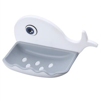 Whale Shaped Naadloze Muur Gemonteerde Zeep Houder Drainage Opslag Afwerking Rekken Sterke Naadloze Stickers Gat-Gratis Zeepkist wit
