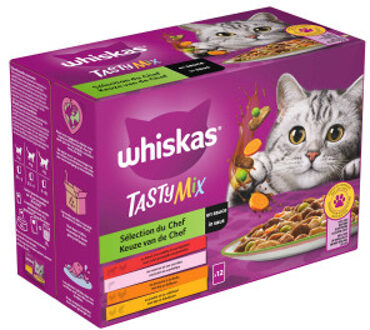 Whiskas 1+ Tasty Mix Keuze van de Chef in saus multipack (12 x 85 g) 4 verpakkingen (48 x 85 g)