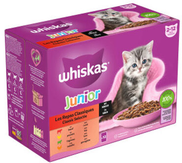 Whiskas Classic Meals 1+ - Kattenvoer - Lam - Kip - 12x85 gram