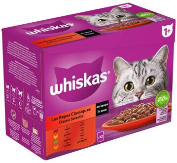 Whiskas Classic Selectie in saus maaltijdzakjes multipack 12x85g dierensnack