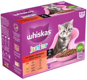 Whiskas Junior Classic Selectie in saus maaltijdzakjes multipack 12x85g dierensnack