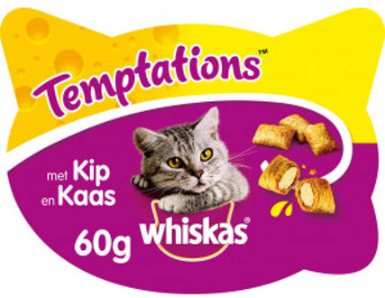 Whiskas Snack WHISKAS Temptations kip en kaas - 60 gram