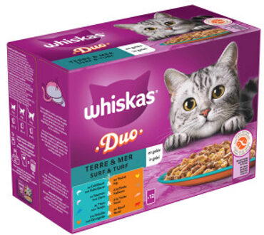 Whiskas Surf en Turf in gelei maaltijdzakjes multipack 12x85g dierensnack