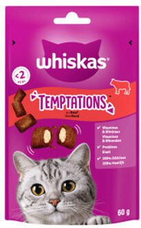 Whiskas Temptations - Kattensnack - Rund - 60 gram