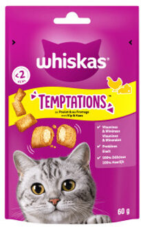 Whiskas Temptations met kip & kaas kattensnacks Per 3