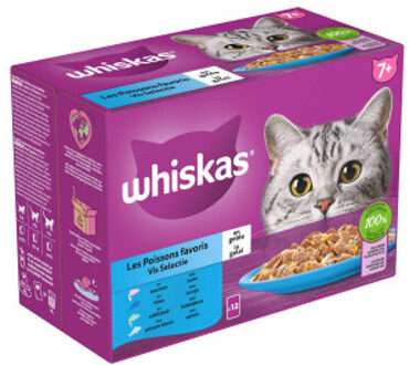 Whiskas Vis Selectie 1+ - Kattenvoer - Zalm - Tonijn - 12x85 gram