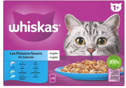 Whiskas Vis Selectie in gelei maaltijdzakjes multipack 12x85g dierensnack