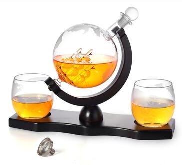 Whiskey Decanter Earth Wine Bottle Wine Container Wave Wooden Frame High Borosilicate Wine Pourer Wine Decanter Kit Wine