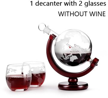 Whiskey Decanter Globe Wijn Glas Set Zeilboot Schedel Binnen Kristal Whisky Karaf Met Fijn Hout Stand Drank Decanter Voor Vodka reeks of 3