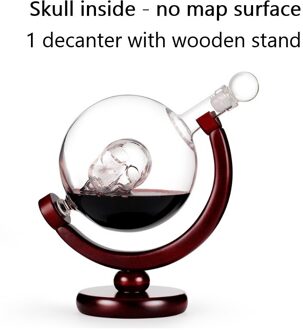 Whiskey Decanter Globe Wijn Glas Set Zeilboot Schedel Binnen Kristal Whisky Karaf Met Fijn Hout Stand Drank Decanter Voor Vodka schedel globe