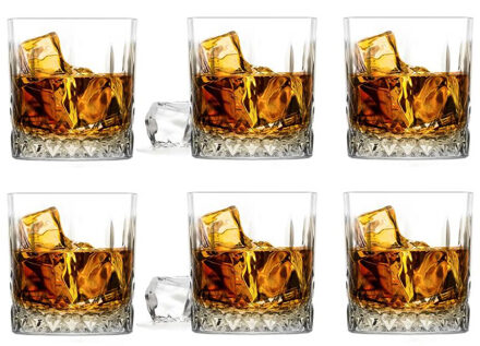 Whiskeyglazen - 6x - Diamond - 280 ml - glas