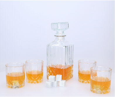 Whisky/water karaf cadeau set - 900 ml - incl. 4 glazen en koelstenen